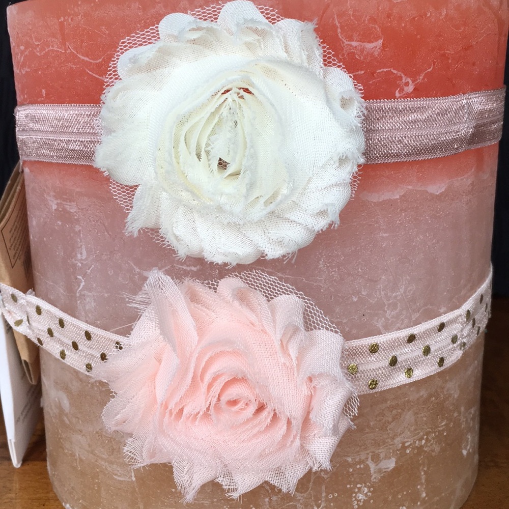 Pink Tea & Ivory Baby Hairbands NWT - Picture 2 of 6